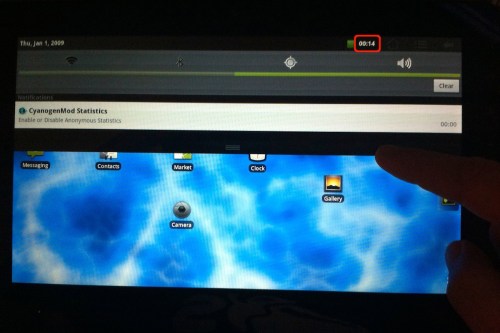 CyanogenMod 7 - tap the clock.