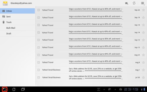Email messages in list.