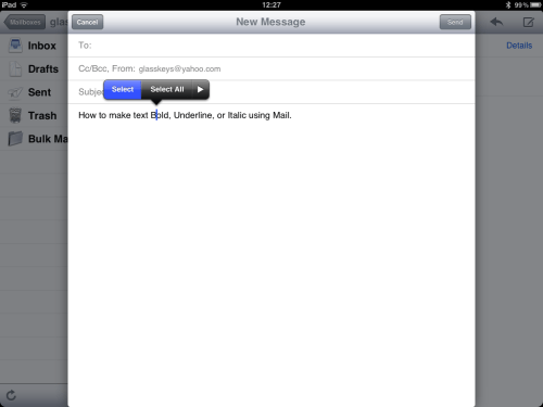 Tap and hold a word to apply formatting.