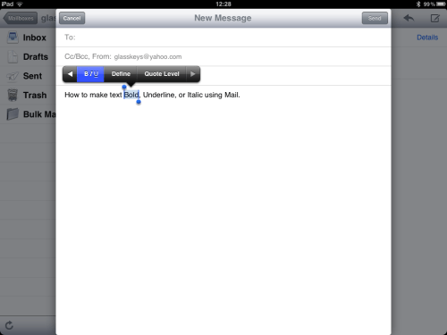 Tap the "BIU" button.