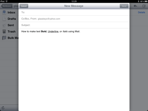 Sentence with formatting applied.