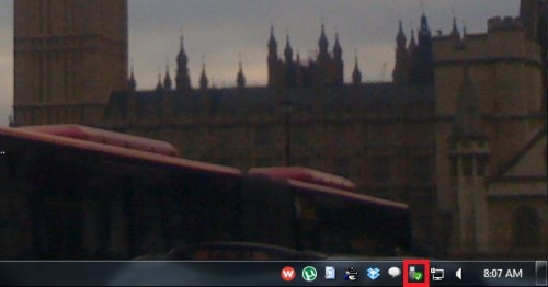 Hardware and devices icon on taskbar.