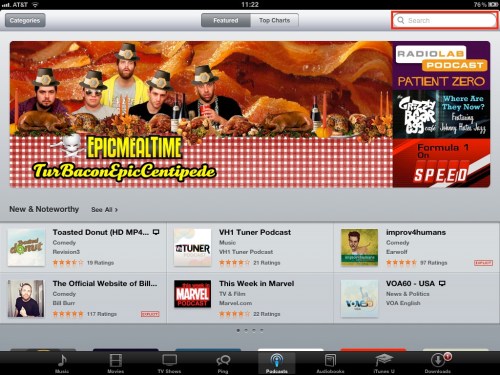 Searching for a podcast to download.