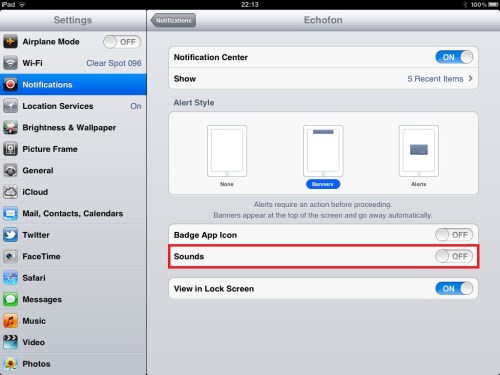 Turning off notification sounds.