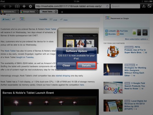 Software Update notification.