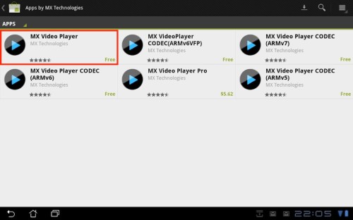 Download MX Video Player from the Android Market.