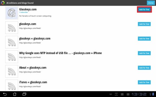 Tap the 'Add for free' button of a chosen edition or blog.