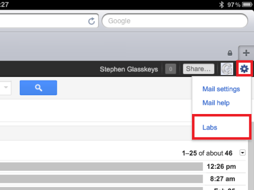 Close-up of settings menu.