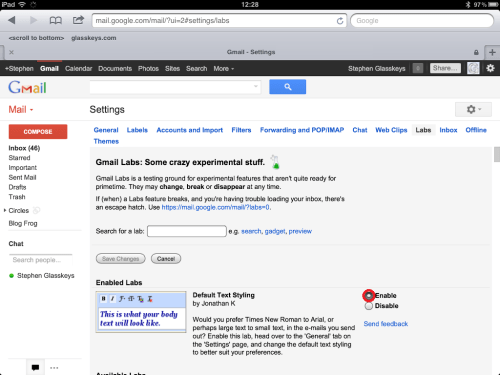 Enable Default Text Styling.