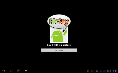 PicSay main menu.
