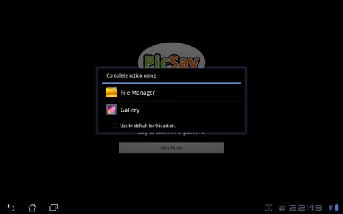File Manager or Gallery option.