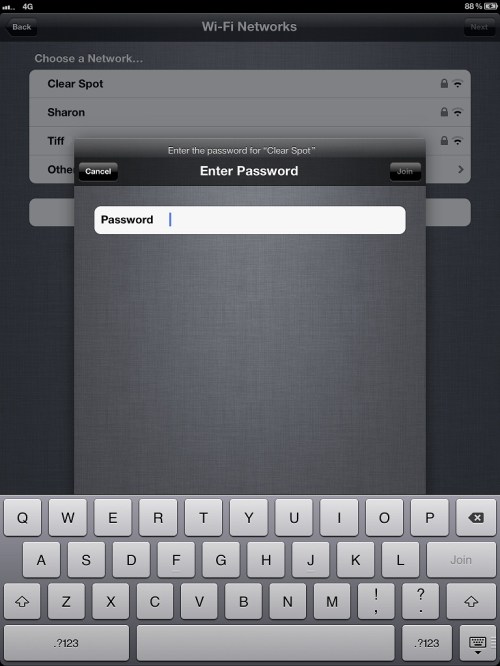 Enter Wi-Fi access key.