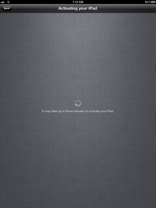 Activating iPad.