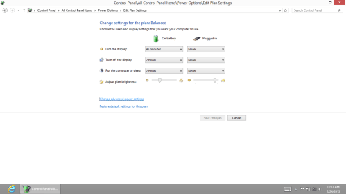 Change advanced power settings.